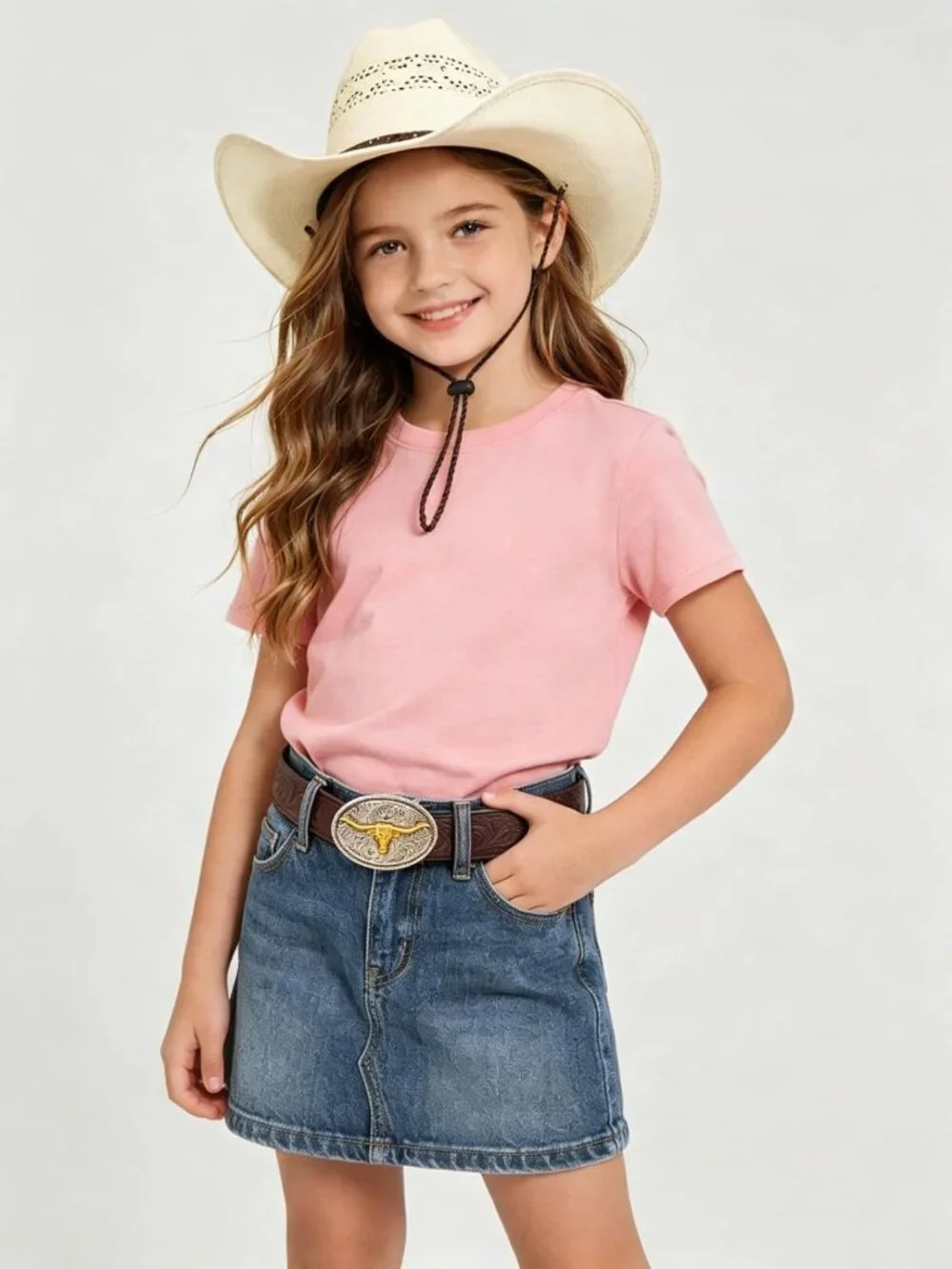Kids Western Leather Belt for Boys & Girls - Stylish Cowgirl & Cowboy Accessory